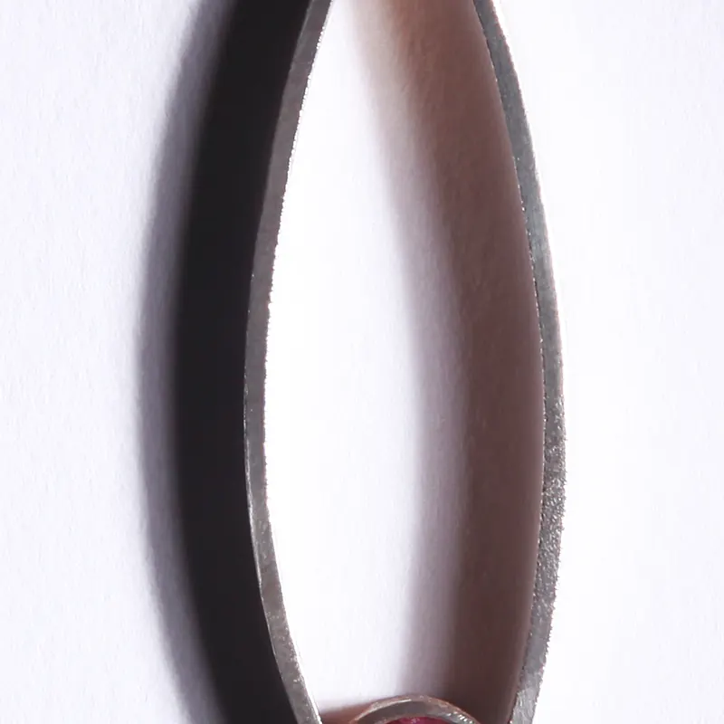 Arrecada fulla – Pendiente. Plata y rubí · joyería Manuel Baró
